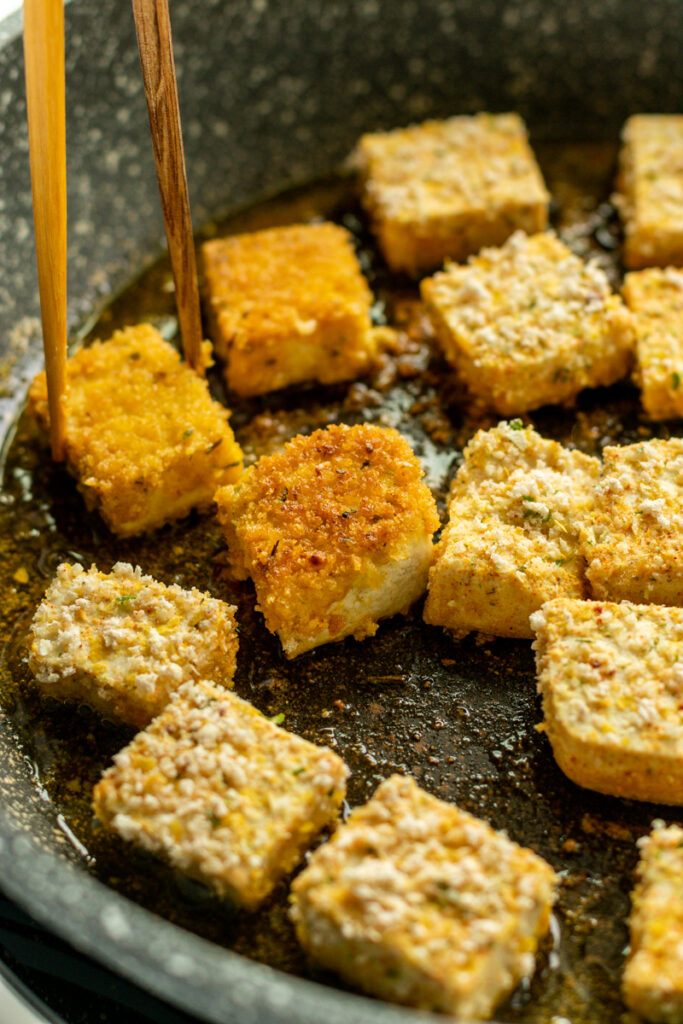 pan fry breaded tofu