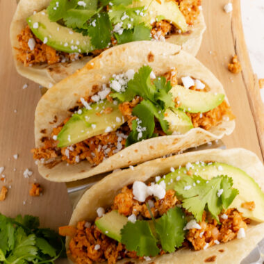 shredded tofu tacos