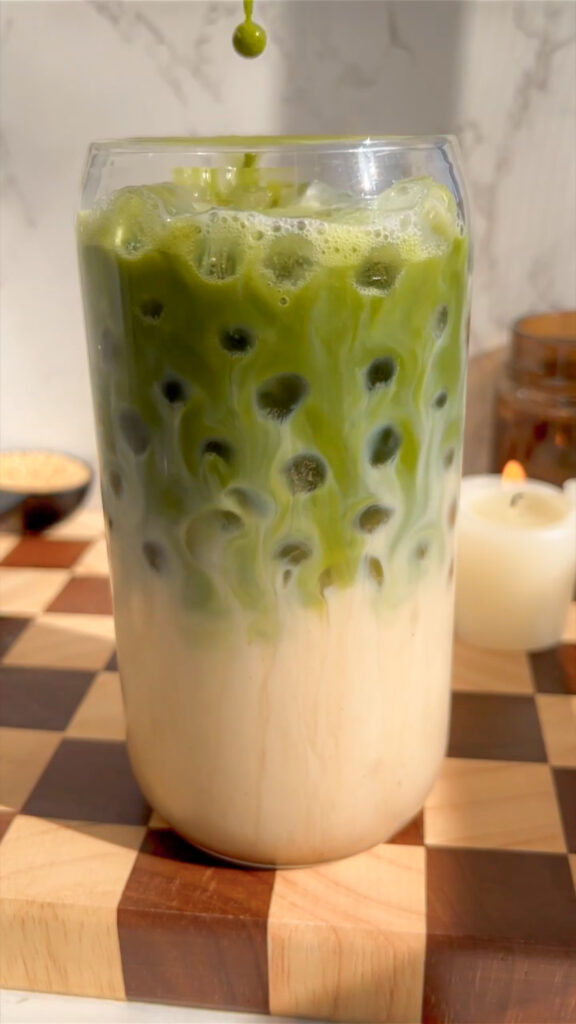 iced brown sugar matcha latte