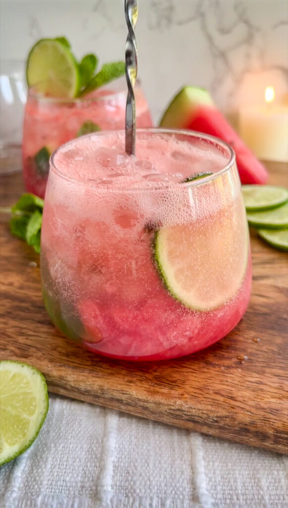 watermelon lime mint mocktail 