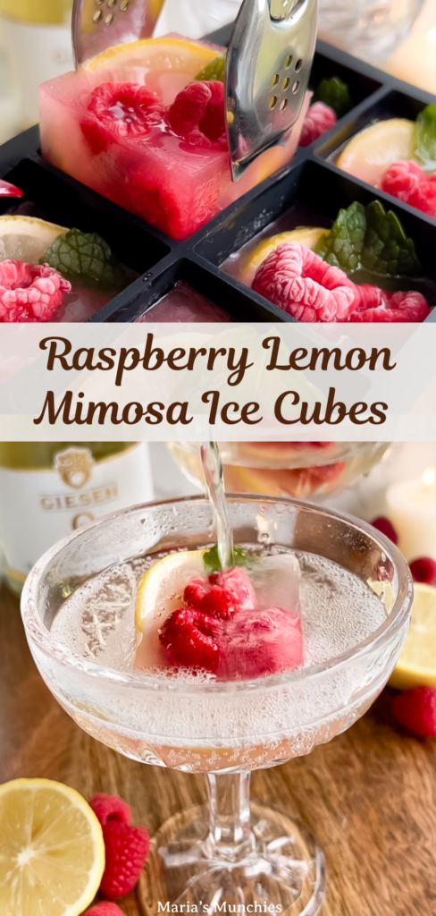 Raspberry Lemon Mimosa Ice Cubes