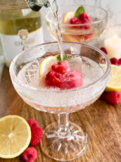 Raspberry Lemon Mimosa Ice Cubes