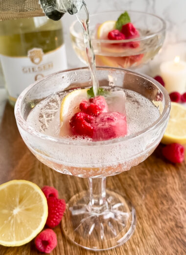 raspberry lemon mimosa ice cubes