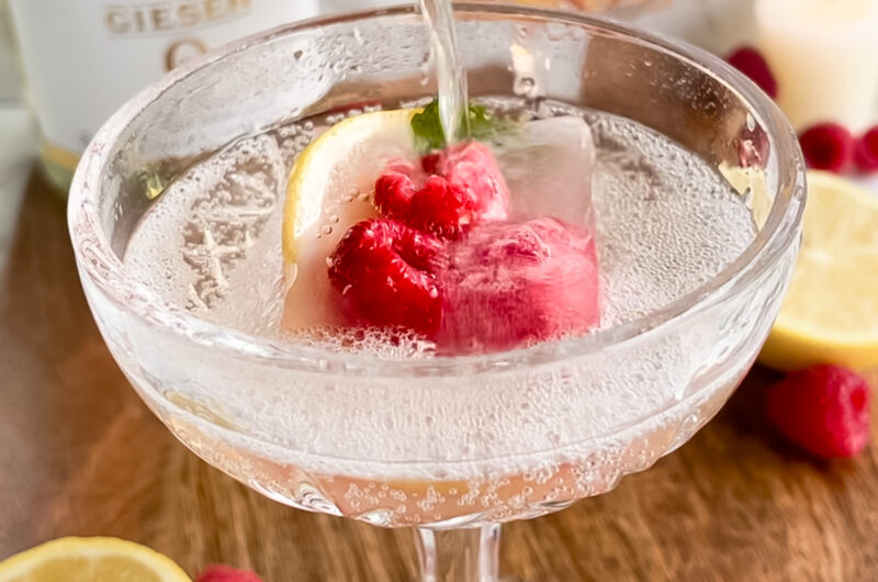 raspberry lemon mimosa ice cubes